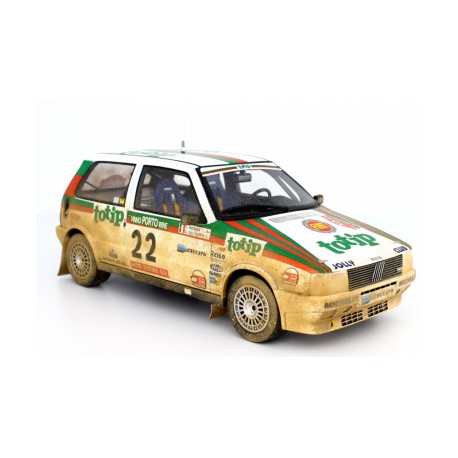 Fiat Uno Turbo i.e. Rally Portugal 1986 Nr.22 muddied, Laudoracing-Model 1/18 scale