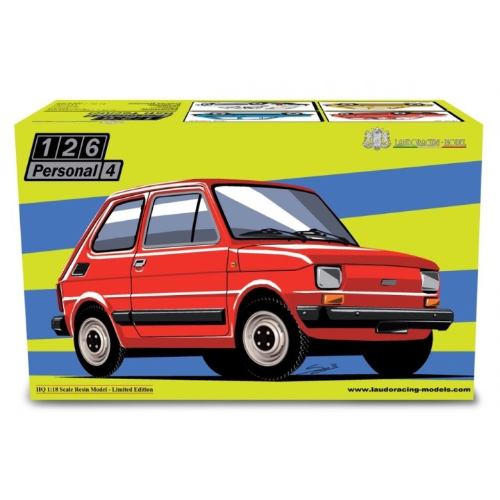 Fiat 126 1976 white, Laudoracing-Model 1/18 scale