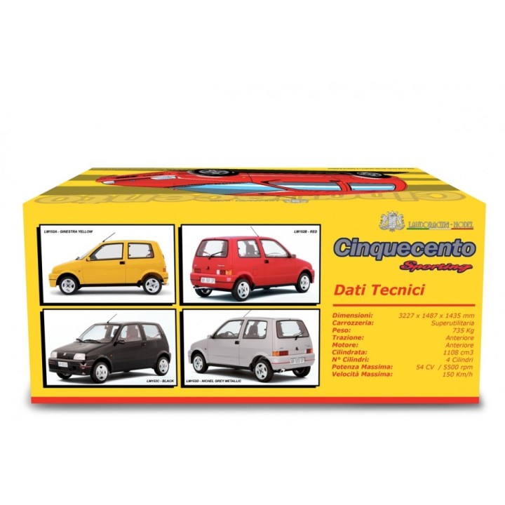 Fiat Cinquecento Sporting 1994 red, Laudoracing-Model 1/18 scale