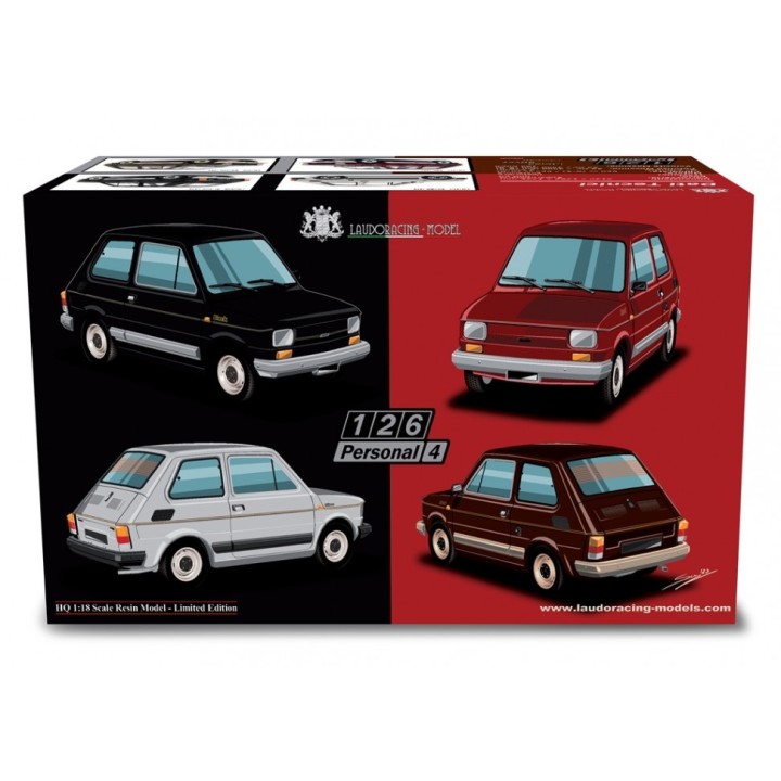 Fiat 126 1978 black, Laudoracing-Model 1/18 scale
