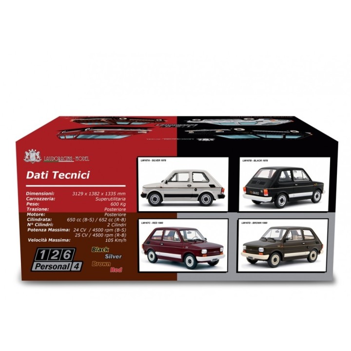 Fiat 126 1978 red, Laudoracing-Model 1/18 scale