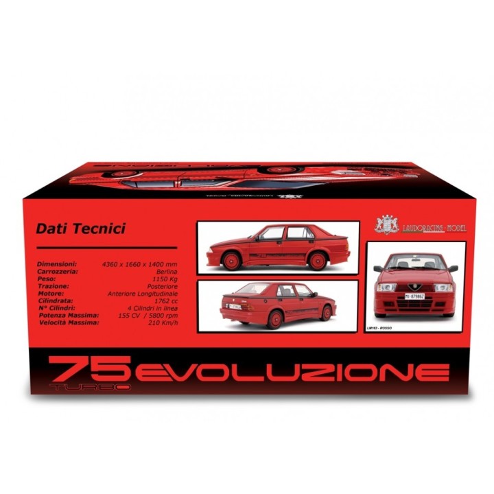 Alfa 75 1.8i Turbo Evoluzione 1987 red, Laudoracing-Model 1/18 scale