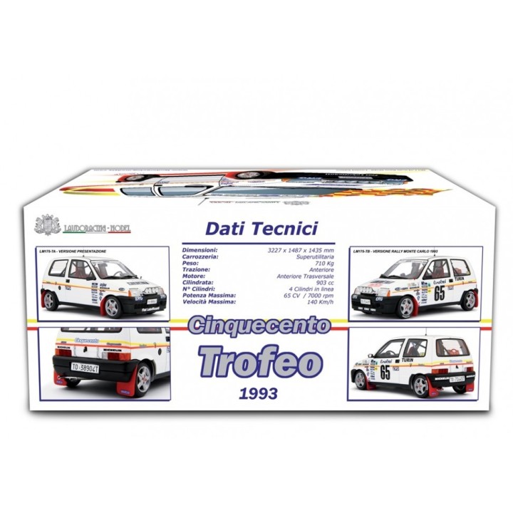Fiat Cinquecento Trofeo Kit Fiat/Abarth 1992 white, Laudoracing-Model 1/18 scale