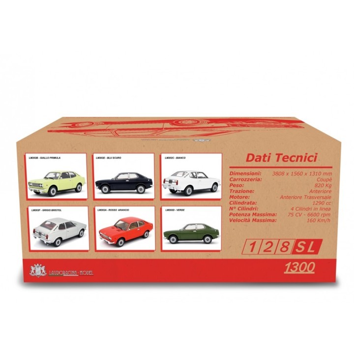 Fiat 128 Coupe 1300 SL 1972 white, Laudoracing-Model 1/18 scale