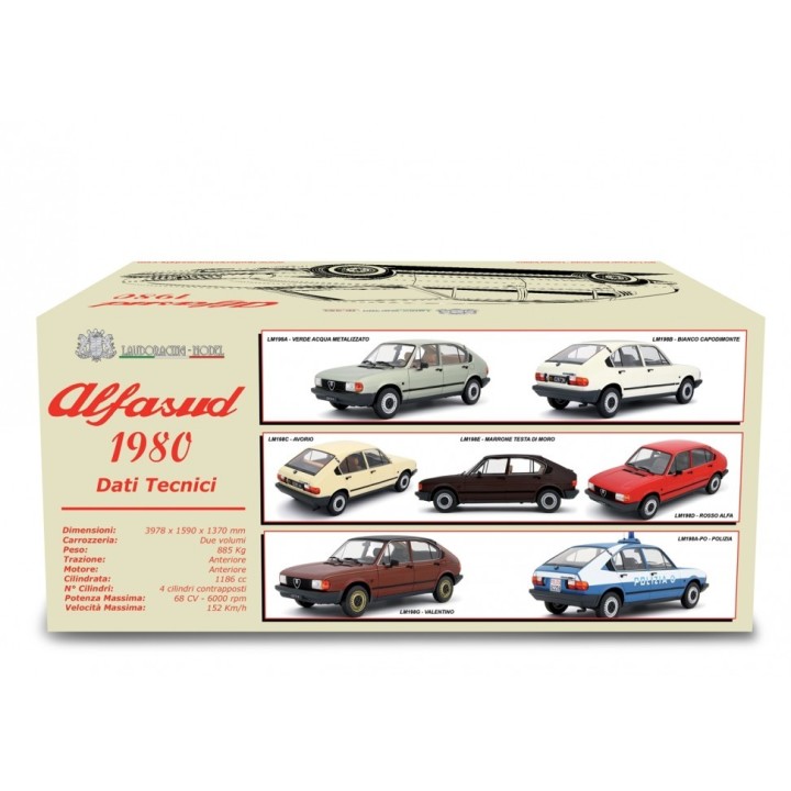 Alfa Romeo Alfasud 1.2 4 Porte 1980 white, Laudoracing-Model 1/18 scale