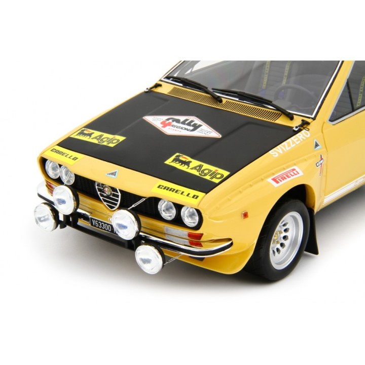 Alfa Romeo Alfetta Gr.2 Autodelta Rally 4 Regioni 1975 Svizzero - Masetto yellow, Laudoracing-Model 1/18 scale