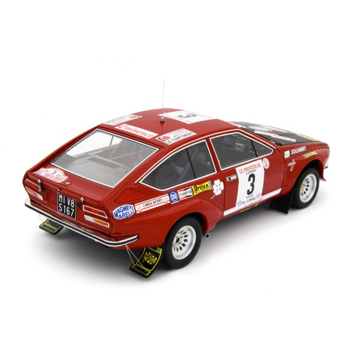 Alfa Romeo Alfetta Gr.2 Autodelta Rally Tour de Corse 1975 Andruet - Jouannyi red, Laudoracing-Model 1/18 scale