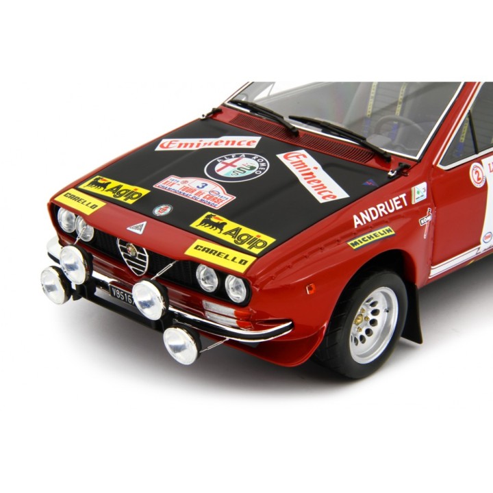 Alfa Romeo Alfetta Gr.2 Autodelta Rally Tour de Corse 1975 Andruet - Jouannyi red, Laudoracing-Model 1/18 scale