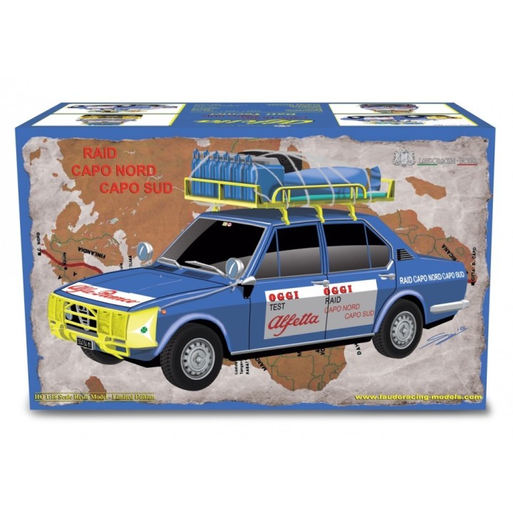 Alfa Romeo Alfetta 1.8 Raid Capo Nord Capo Sud 1973 blue, Laudoracing-Model 1/18 scale
