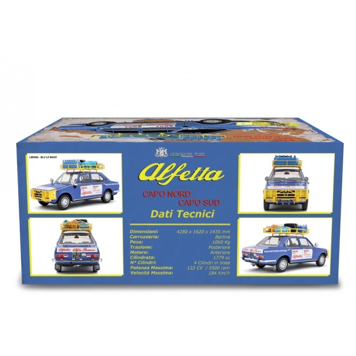 Alfa Romeo Alfetta 1.8 Raid Capo Nord Capo Sud 1973 blue, Laudoracing-Model 1/18 scale