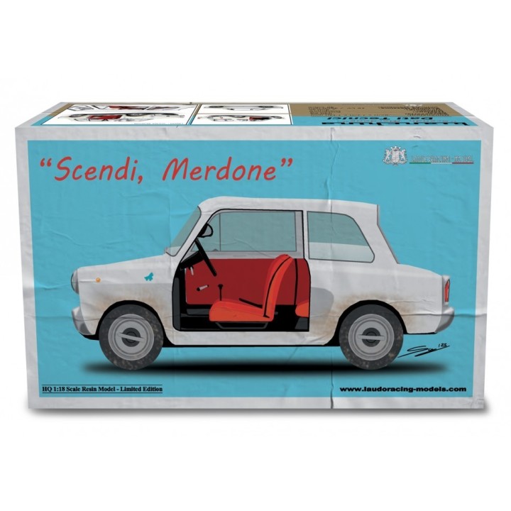Autobianchi Bianchina 1962 "Scendi Merdone" white, Laudoracing-Model 1/18 scale