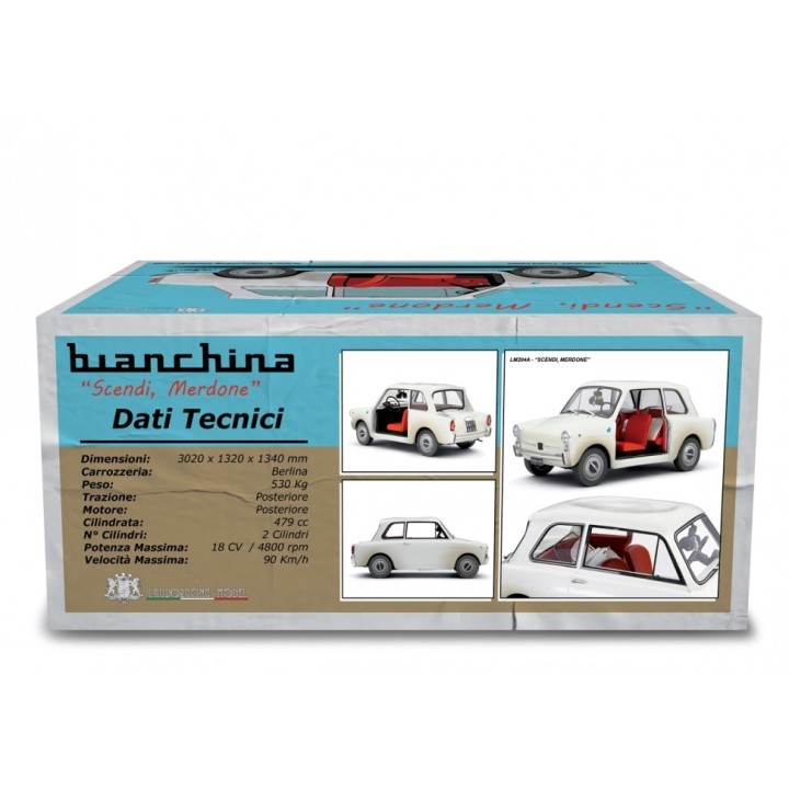 Autobianchi Bianchina 1962 "Scendi Merdone" white, Laudoracing-Model 1/18 scale