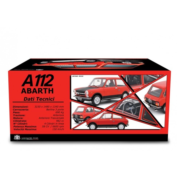 Autobianchi A112 Abarth 58HP 1. série 1971 červená, Laudoracing-Model 1:18