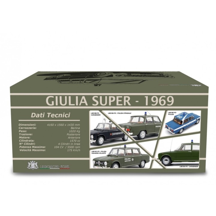 Alfa Romeo Giulia Super Carabinieri 1969 blue, Laudoracing-Model 1/18 scale