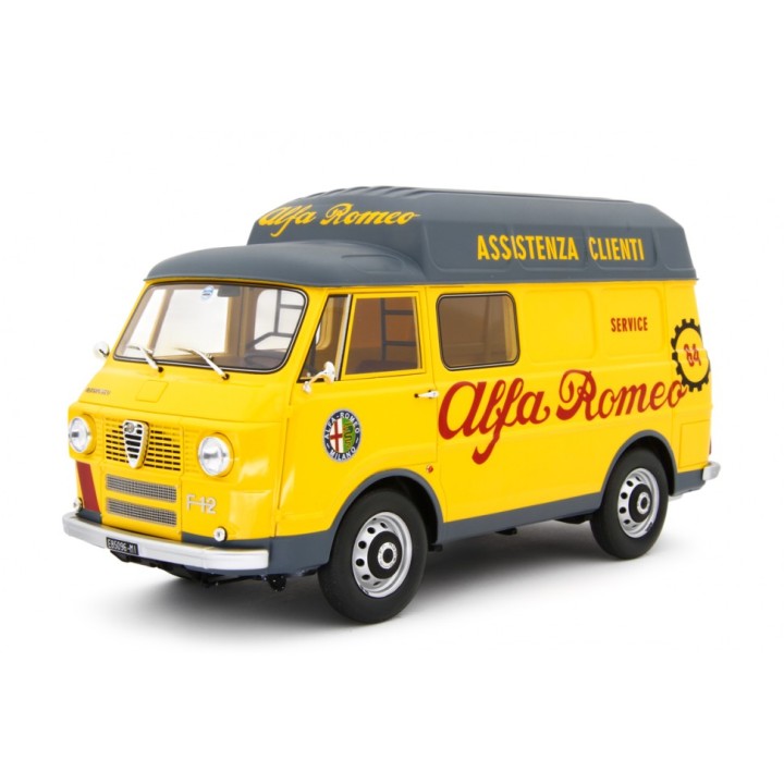 Alfa Romeo F12 Autocarro Tetto Sopralzato Assistenza Clienti 1967 yellow, Laudoracing-Model 1/18