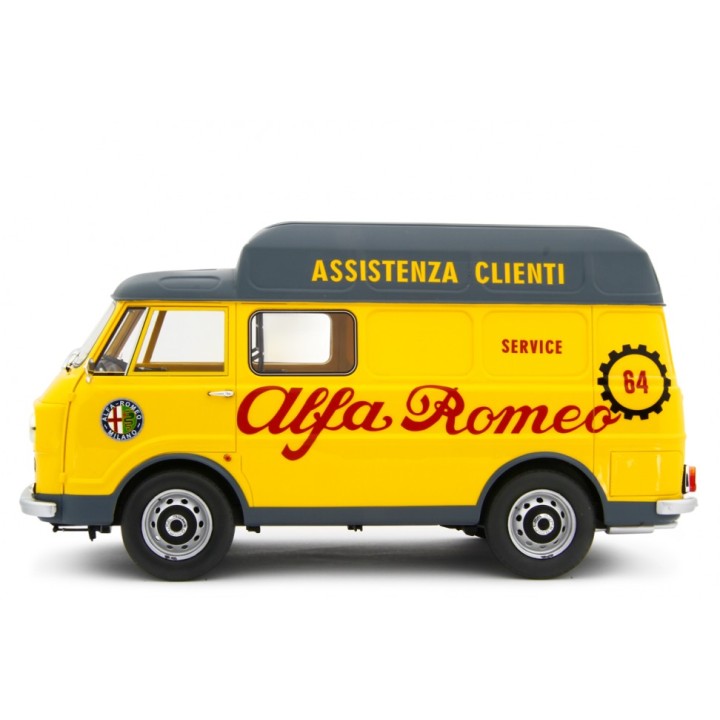 Alfa Romeo F12 Autocarro Tetto Sopralzato Assistenza Clienti 1967 yellow, Laudoracing-Model 1/18