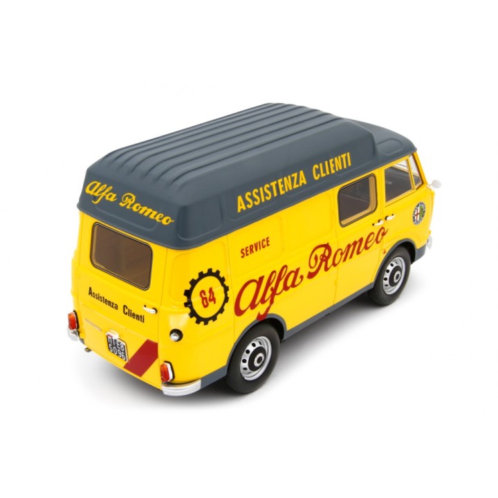 Alfa Romeo F12 Autocarro Tetto Sopralzato Assistenza Clienti 1967 yellow, Laudoracing-Model 1/18