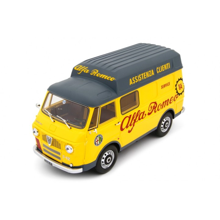 Alfa Romeo F12 Autocarro Tetto Sopralzato Assistenza Clienti 1967 yellow, Laudoracing-Model 1/18