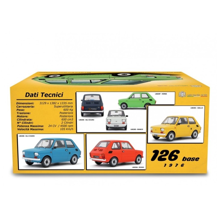 Fiat 126 Base 1976 red, Laudoracing-Model 1/18 scale
